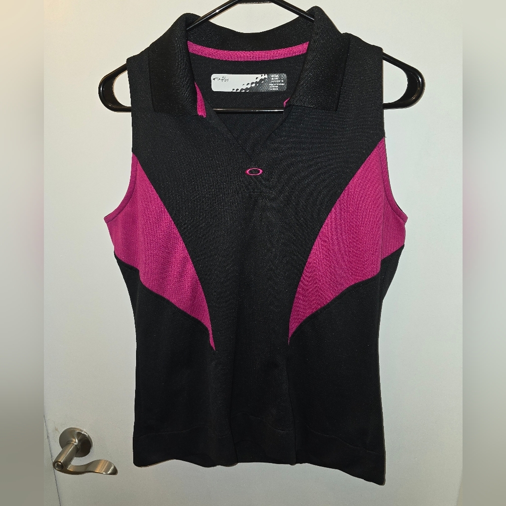 Oakley Climate Control Black & Pink Golf/Fitness Top (Size:L)